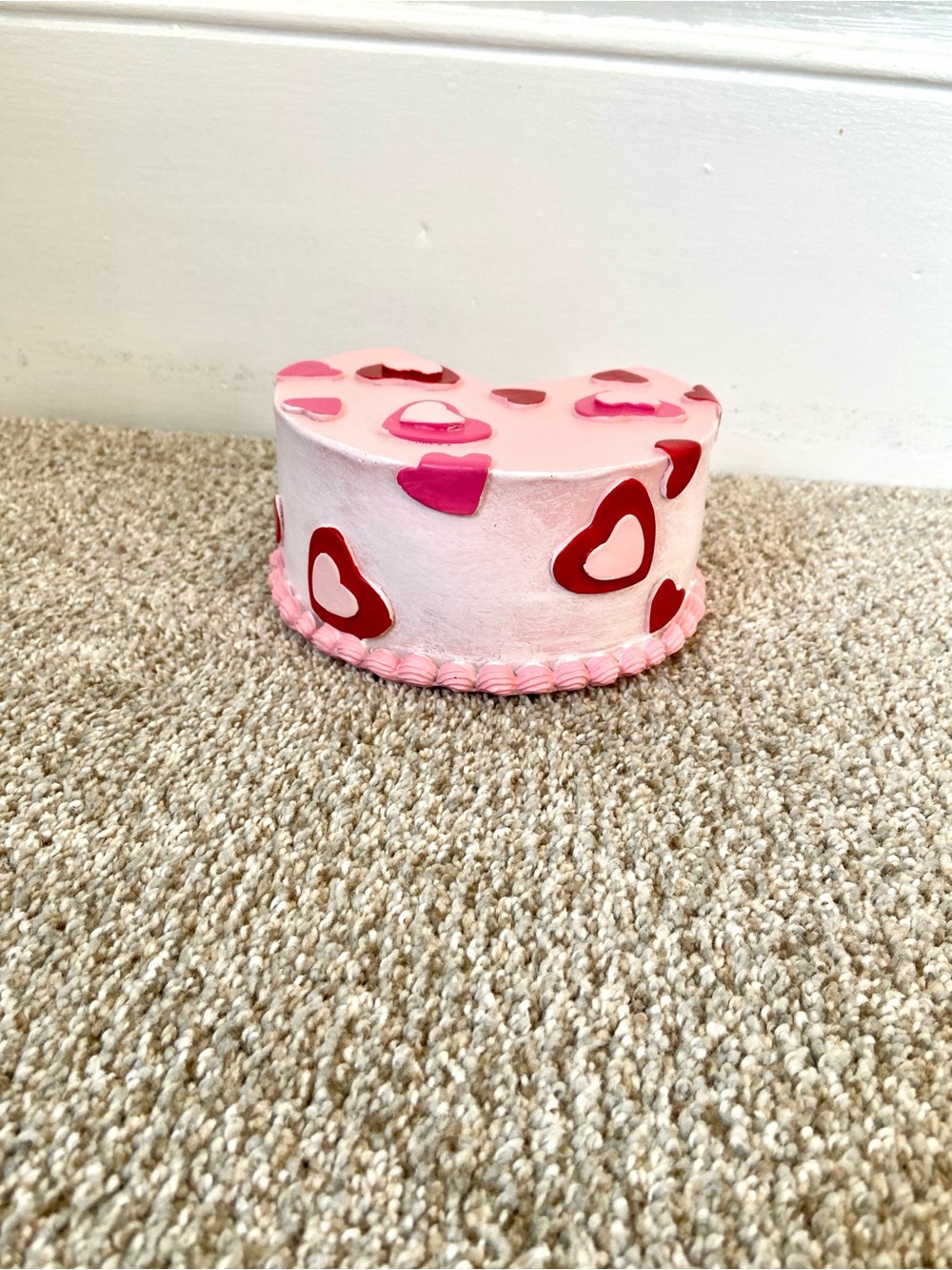 Valentines Day Faux Cake Decor Pink Hearts Red Checkerboard Tiered Tray - Picture 6 of 15